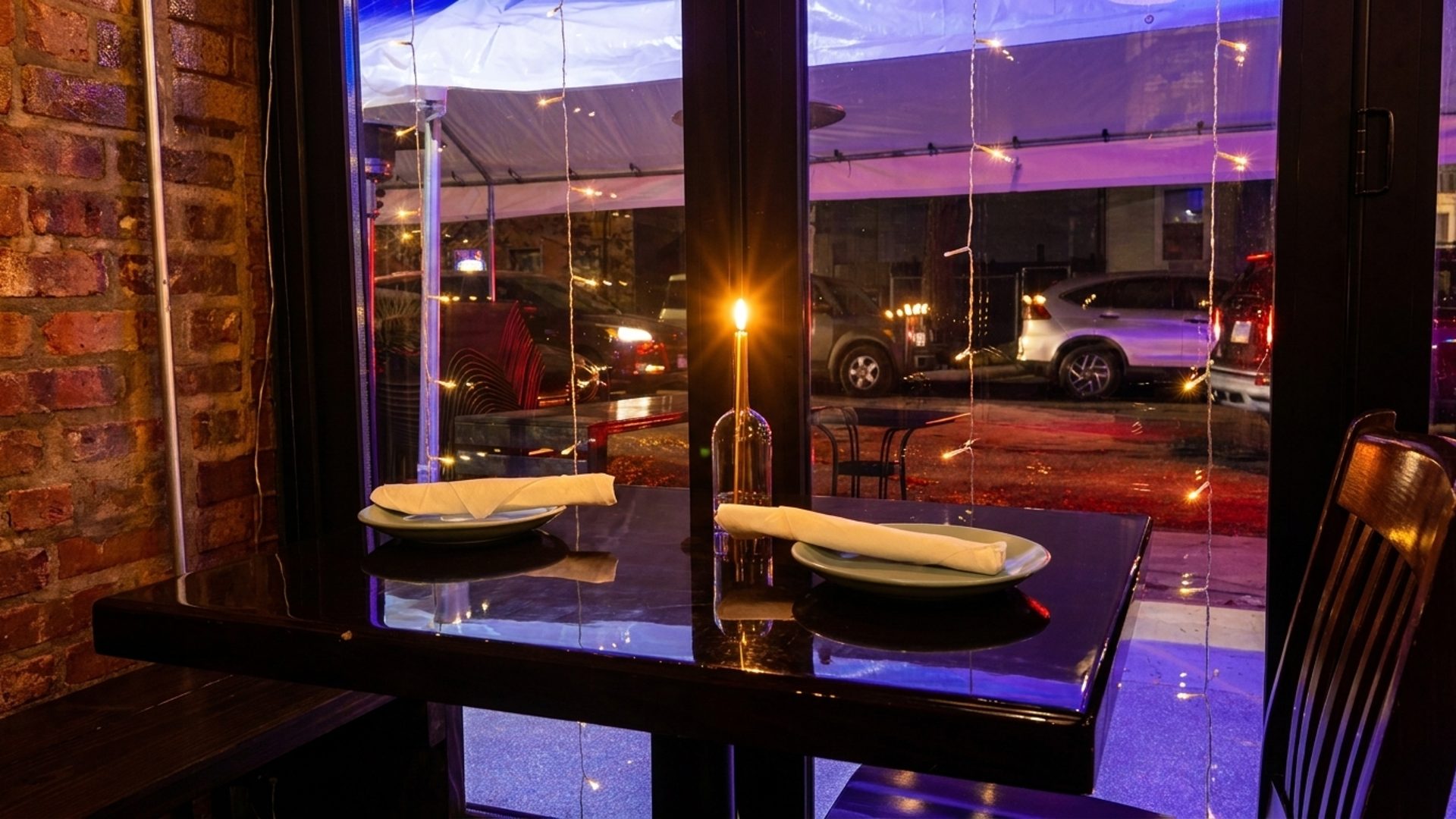 A candlelit table for two