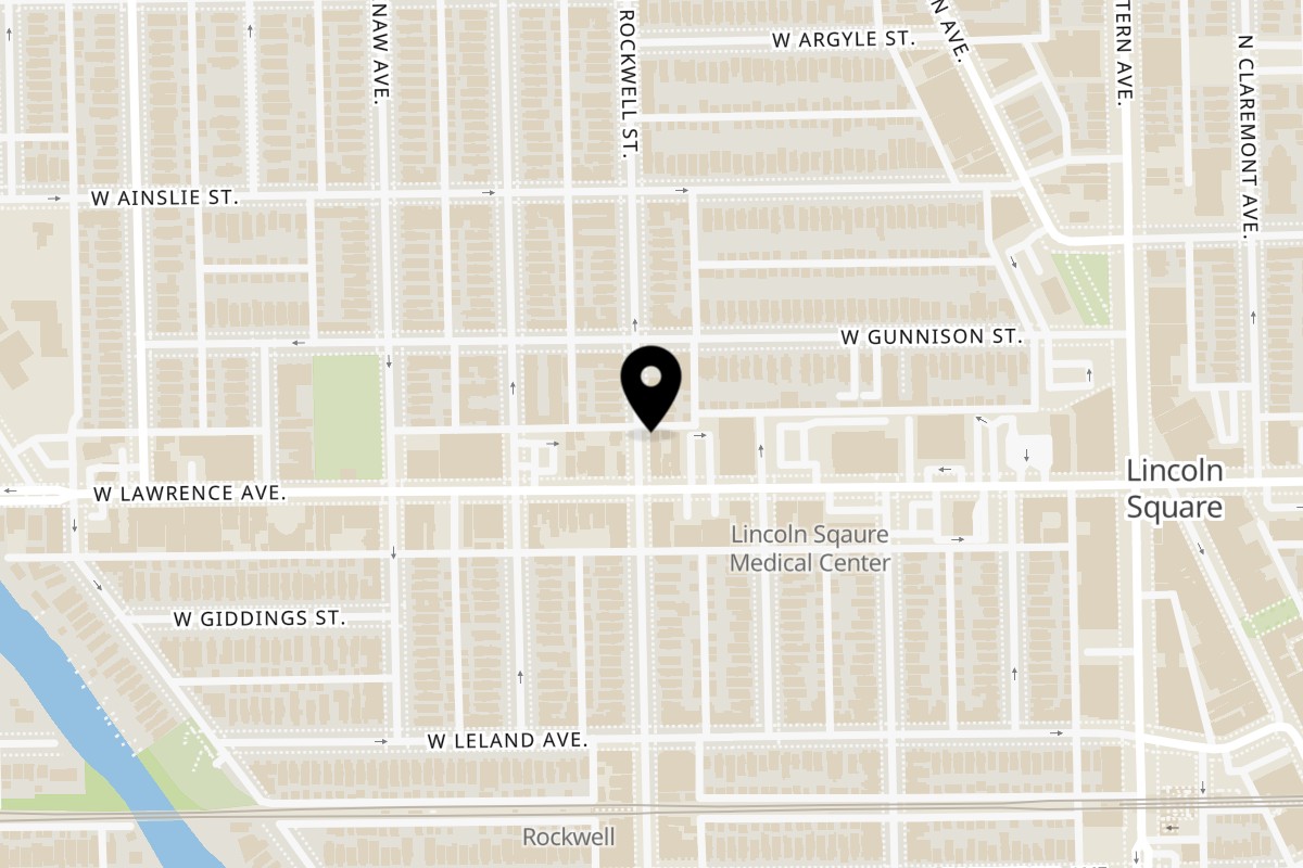 Map showing the location of El Xangarrito Mex Restaurant on 4811 N Rockwell St in Chicago